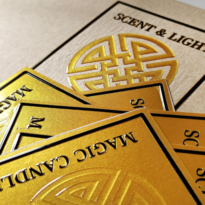 Naklejki DTF UV Gold (metr bieżący) - naklejki 3D ze złoceniem